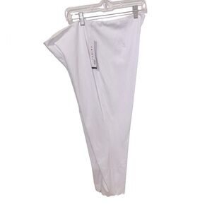 TRIBAL White Cotton Capri Scallop Trim "Flatten It" Pull On Pants PS NWT